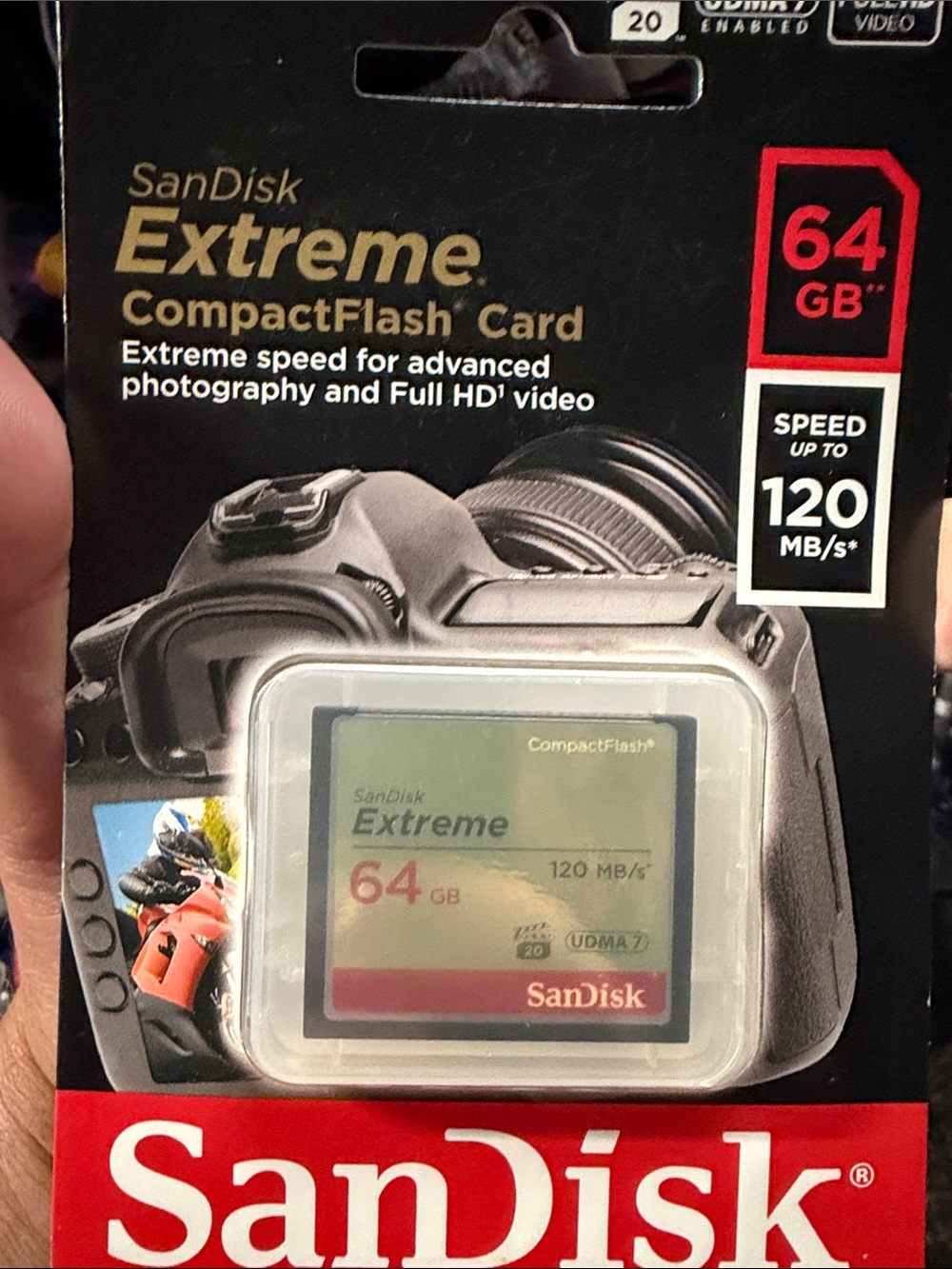 SanDisk Extreme CompactFlash Memory Card with Black and Red Accents